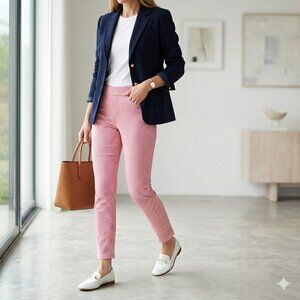 MARIO SERRANI Italy Red & White Striped Pull-On Pants